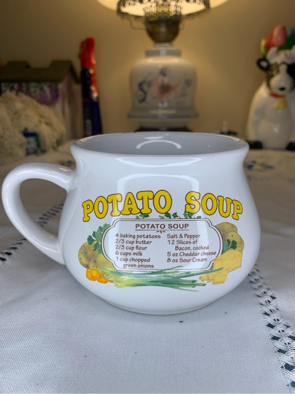 Potato Soup Ceramic Mug - White with Yellow Graphic